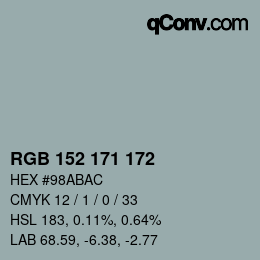 颜色代码: RGB 152 171 172 | qconv.com