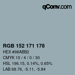Color code: RGB 152 171 178 | qconv.com