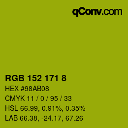颜色代码: RGB 152 171 8 | qconv.com