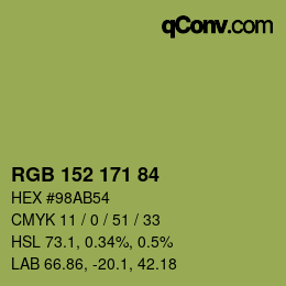 颜色代码: RGB 152 171 84 | qconv.com