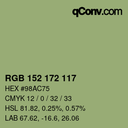 Color code: RGB 152 172 117 | qconv.com
