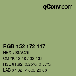 Color code: RGB 152 172 117 | qconv.com