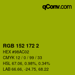 颜色代码: RGB 152 172 2 | qconv.com