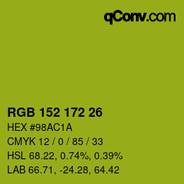 カラーコード: RGB 152 172 26 | qconv.com