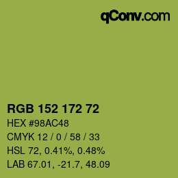 Color code: RGB 152 172 72 | qconv.com