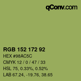 カラーコード: RGB 152 172 92 | qconv.com