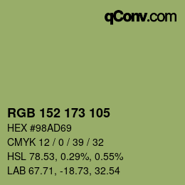 カラーコード: RGB 152 173 105 | qconv.com