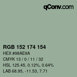 Color code: RGB 152 174 154 | qconv.com