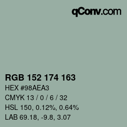 颜色代码: RGB 152 174 163 | qconv.com