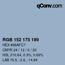 Color code: RGB 152 175 199 | qconv.com