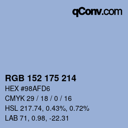 カラーコード: RGB 152 175 214 | qconv.com