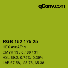 Color code: RGB 152 175 25 | qconv.com