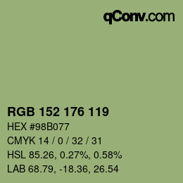 カラーコード: RGB 152 176 119 | qconv.com