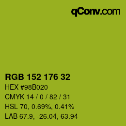Color code: RGB 152 176 32 | qconv.com