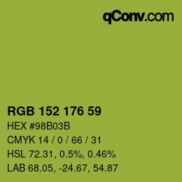 カラーコード: RGB 152 176 59 | qconv.com