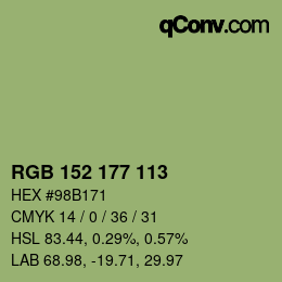 Color code: RGB 152 177 113 | qconv.com