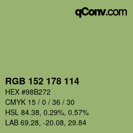 颜色代码: RGB 152 178 114 | qconv.com