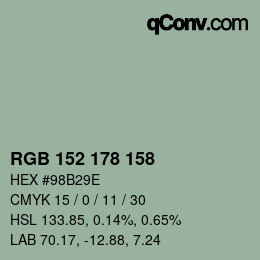 Color code: RGB 152 178 158 | qconv.com