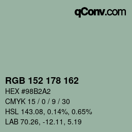 Color code: RGB 152 178 162 | qconv.com