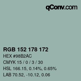 Color code: RGB 152 178 172 | qconv.com