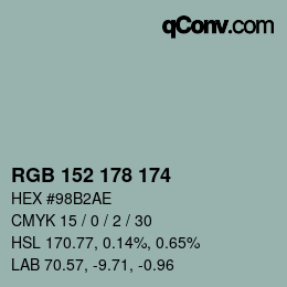 Color code: RGB 152 178 174 | qconv.com