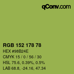 Color code: RGB 152 178 78 | qconv.com
