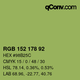 カラーコード: RGB 152 178 92 | qconv.com