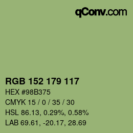 Farbcode: RGB 152 179 117 | qconv.com