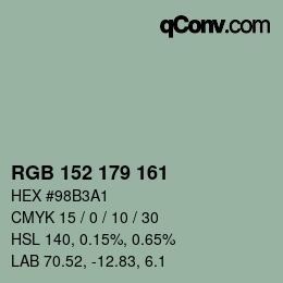 Color code: RGB 152 179 161 | qconv.com
