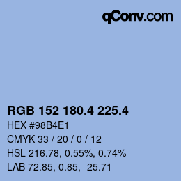 カラーコード: RGB 152 180.4 225.4 | qconv.com