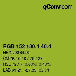 カラーコード: RGB 152 180.4 40.4 | qconv.com