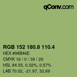 カラーコード: RGB 152 180.8 110.4 | qconv.com