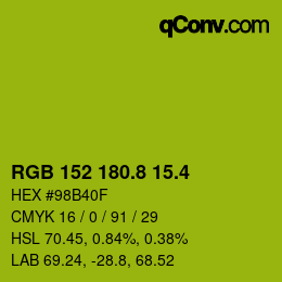カラーコード: RGB 152 180.8 15.4 | qconv.com