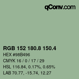 カラーコード: RGB 152 180.8 150.4 | qconv.com