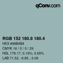 カラーコード: RGB 152 180.8 180.4 | qconv.com