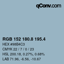 カラーコード: RGB 152 180.8 195.4 | qconv.com