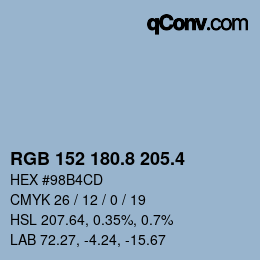 カラーコード: RGB 152 180.8 205.4 | qconv.com