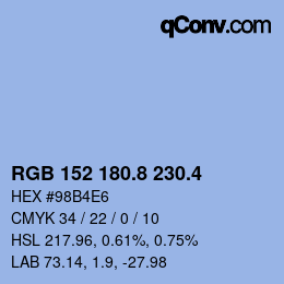 カラーコード: RGB 152 180.8 230.4 | qconv.com