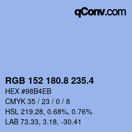 カラーコード: RGB 152 180.8 235.4 | qconv.com