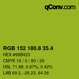 カラーコード: RGB 152 180.8 35.4 | qconv.com