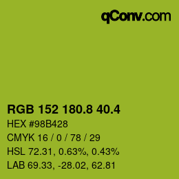 カラーコード: RGB 152 180.8 40.4 | qconv.com