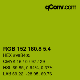 カラーコード: RGB 152 180.8 5.4 | qconv.com