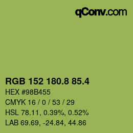 カラーコード: RGB 152 180.8 85.4 | qconv.com