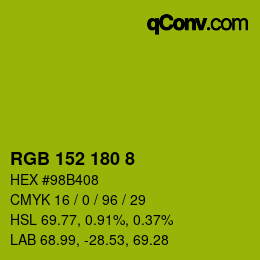 Color code: RGB 152 180 8 | qconv.com