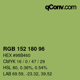 カラーコード: RGB 152 180 96 | qconv.com