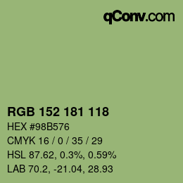 颜色代码: RGB 152 181 118 | qconv.com
