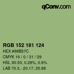 Color code: RGB 152 181 124 | qconv.com