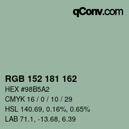 Color code: RGB 152 181 162 | qconv.com