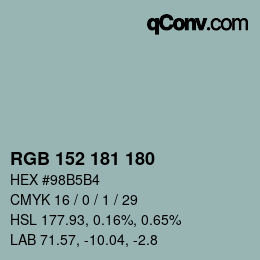 Color code: RGB 152 181 180 | qconv.com