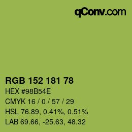 Color code: RGB 152 181 78 | qconv.com